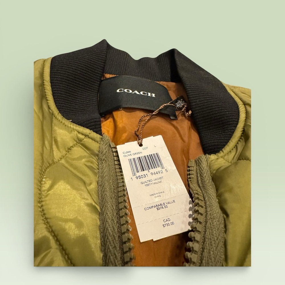 Coach Green Quilted Puffer Jacket - Picture 2 of 11